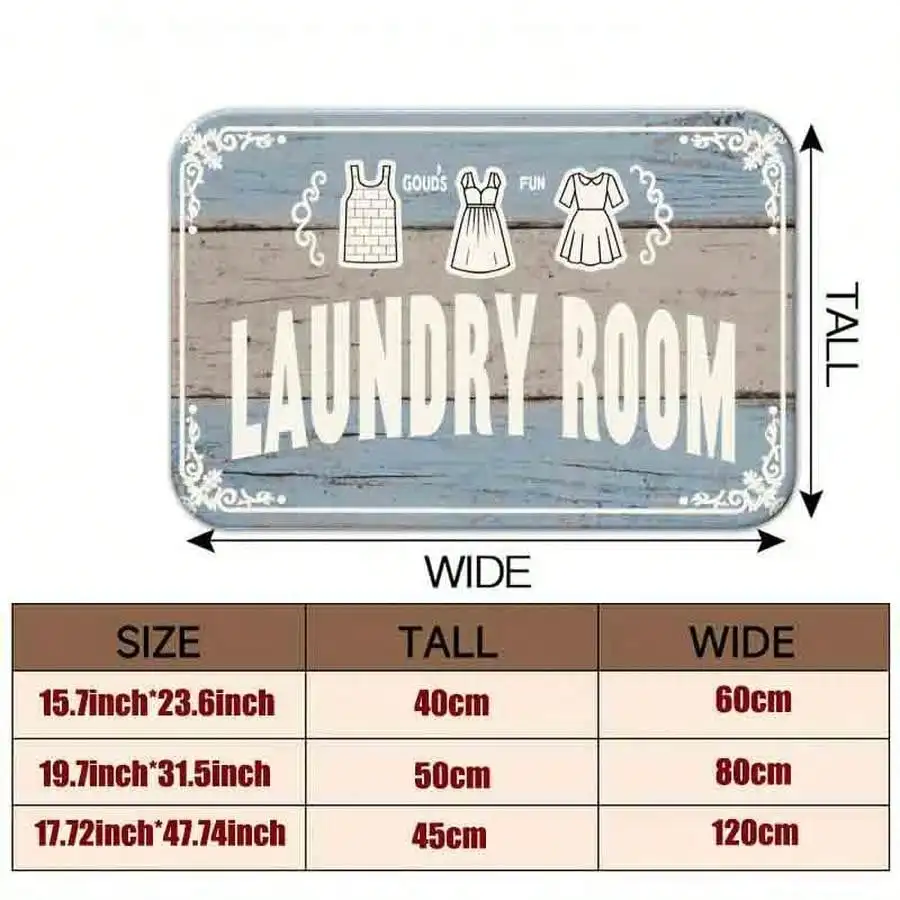 1pc Flannel Floor MatRustic Farmhouse Laundry Room Decorative Floor Mat Vintage Style Washable Area RugNon-Slip, Machine Washable, Soft Area Rug For Home Living