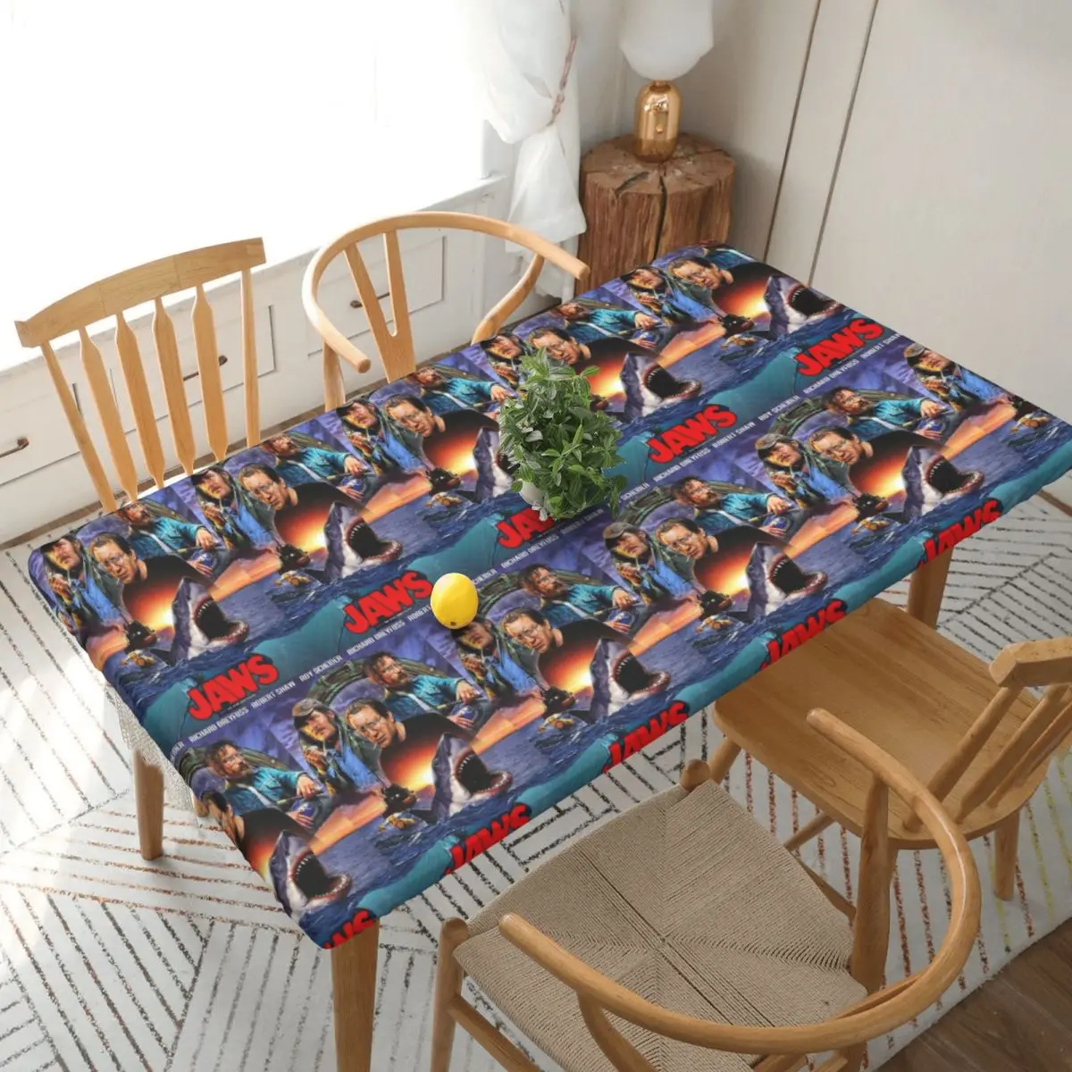 Jaws Horror Movie Customized Rectangular Tablecloth Oilproof Table Cover for Dining Events Table Cloth