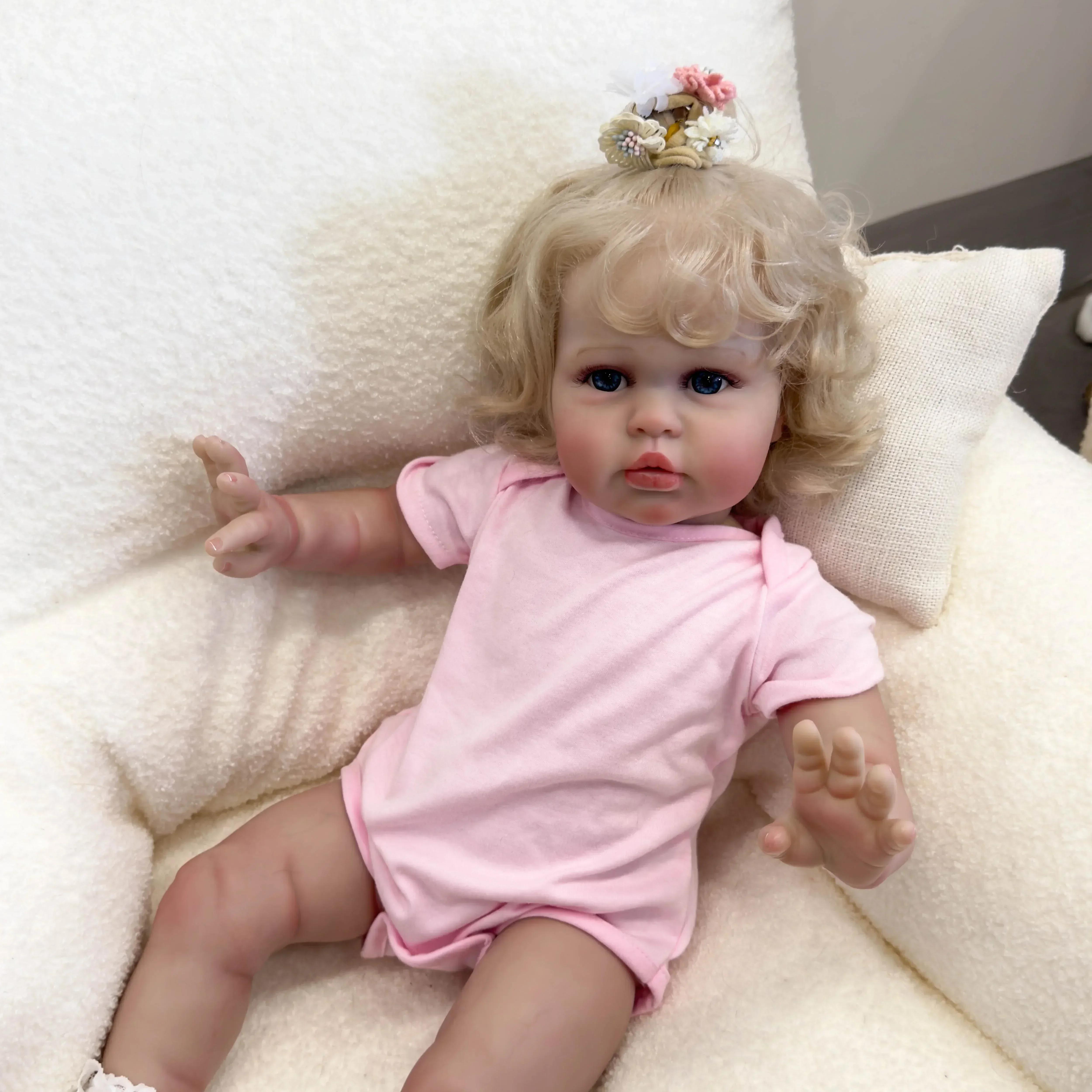 24Inch Ellie Reborn Toddler Newborn Doll Princess Girl Lifelike Soft Touch 3D Skin Art Doll with Hand Root Hair Visbile Veins