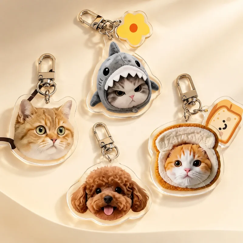 Custom Pet Keychains Cartoon Llavero Key Chain Photo Customized Anime Charms Clear Acrylic Personalized Designer Keychains Gift