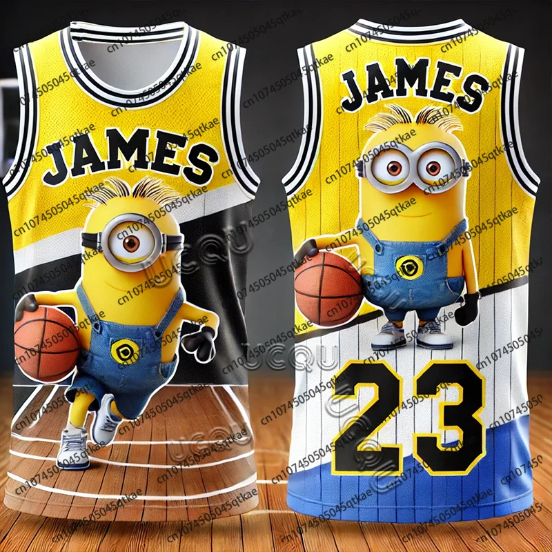 24/25 New Minions Special Edition Basketball Vest James 23 Football Jerseys Mens Women Oversize Sleeveless TShirt Top Adult/Kid