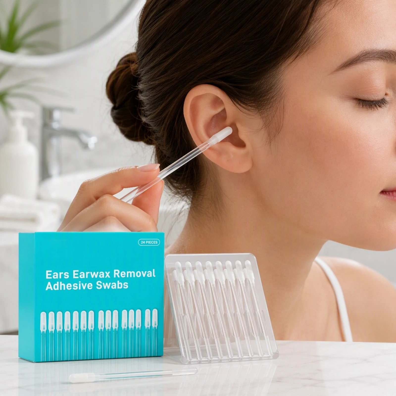 24Pcs Disposable Silicone Earwax Cleaning Sticks Daily Care Safe Non Hurt Portable Adhesive Earpick Reusable for Adults Kids