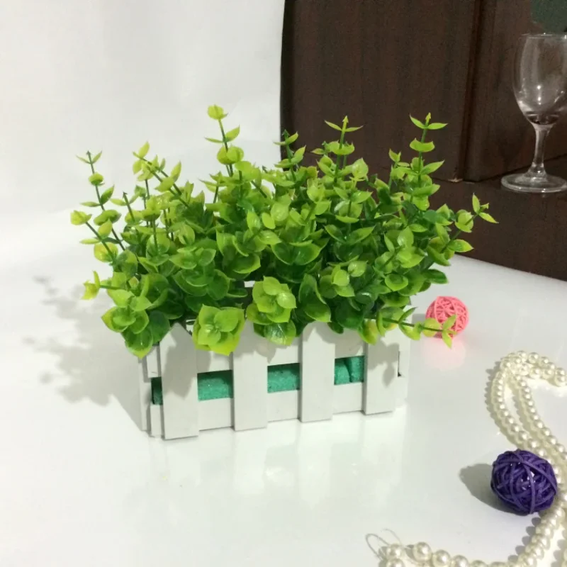 Hot sale Home decor Wedding Decorative Simulation Artificial Flowers Small Potted Plant Fake Chrysanthemum Set with Picket Fence