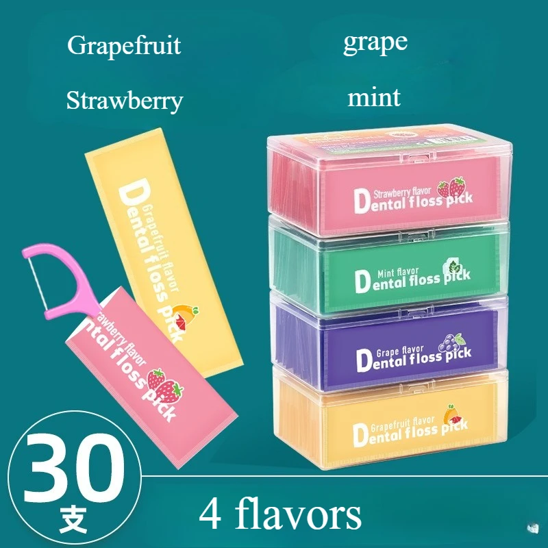 

30pcs Fruit Flavor Dental Floss Set Picks Colorful Individual Portable Package Toothpick Floss Picks Cleaning Oral Hygiene Care