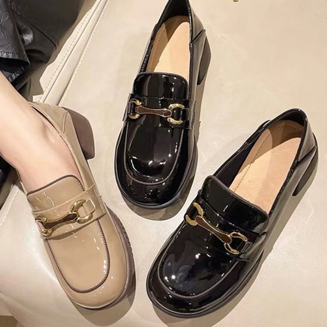 

Dave&Di Fashion Girls Slip-On Loafers Women Shoes Woman Women Heel Shoes For 2024 Spring Genuine New Leather Women's Shoes