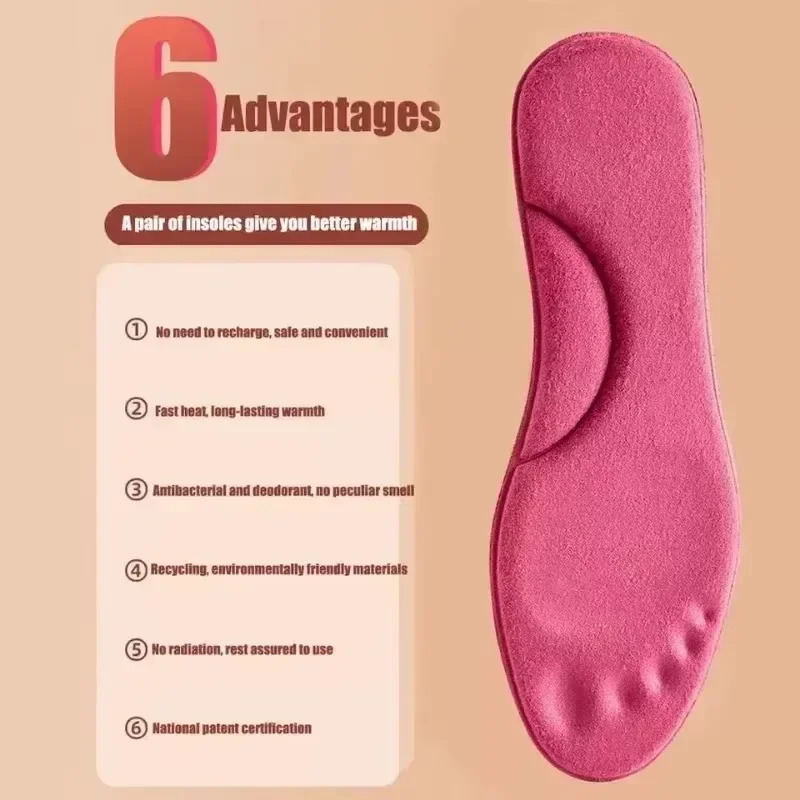 2-6pcs Self Heating Insoles Thermostatic Thermal Insole Massage Memory Foam Arch Support Shoe Pad Heated Pads Winter Men Women