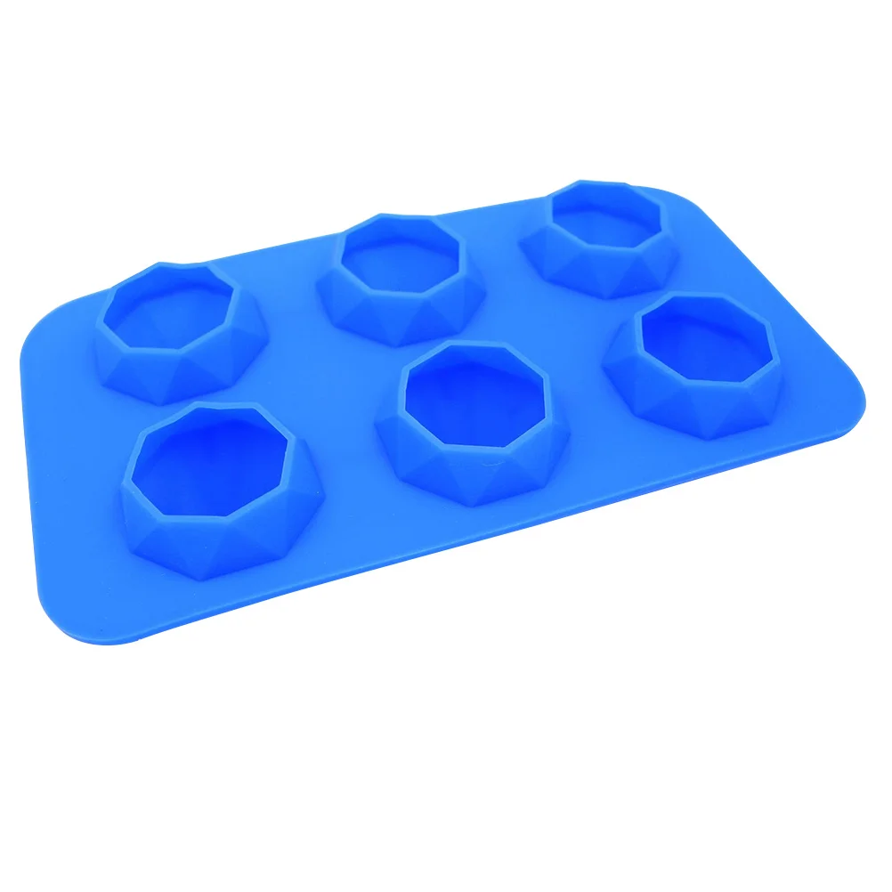 

6 Lattices Silicone Ice Mold Diamond Shape Ice Cube Tray Ice Cube Maker for Whiskey Iced Coffee (Dark Blue)