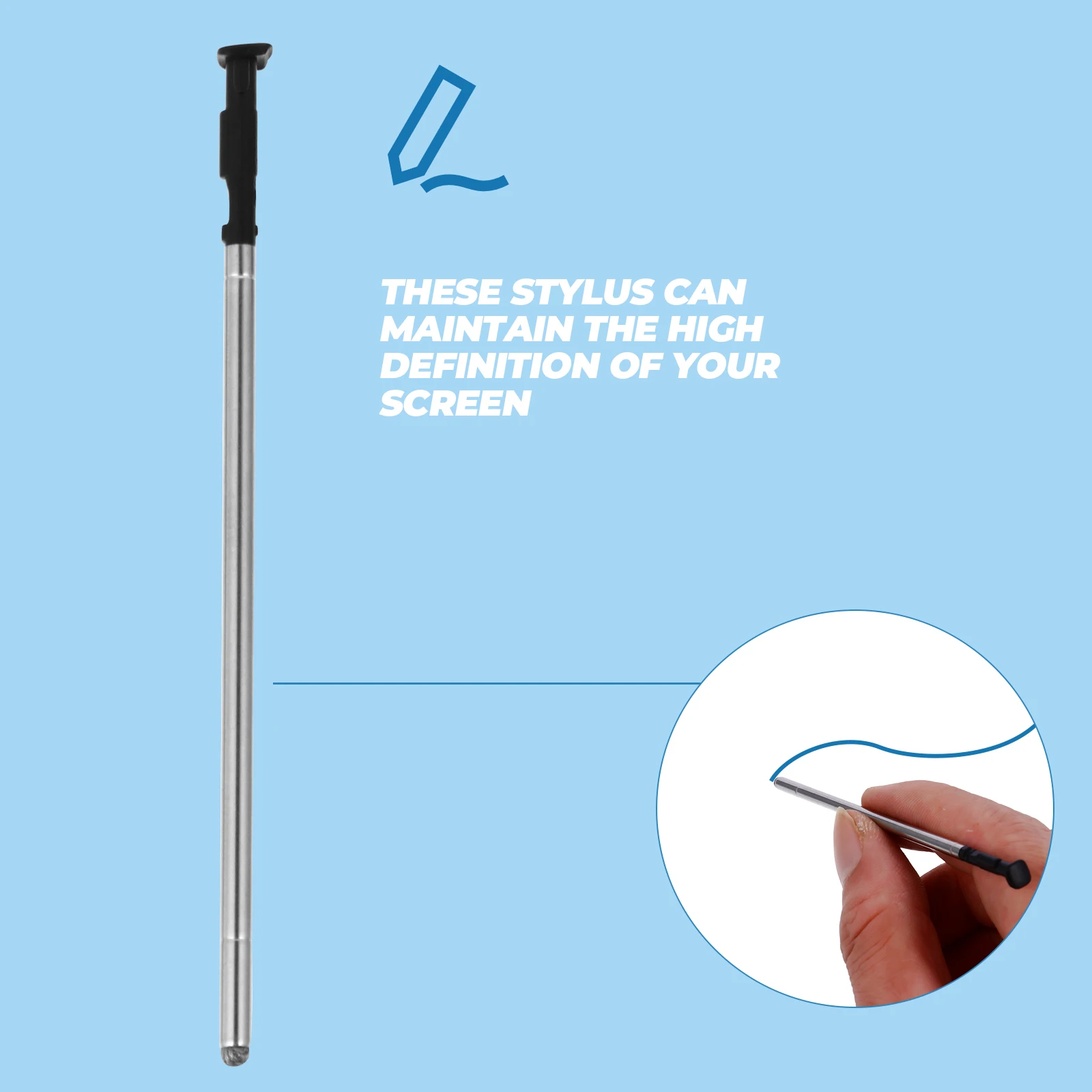 

2Pcs Capacitive Stylus for Smart Phone Touch Screen No Fingerprints High Definition Writing Drawing Tool for 4 Silver