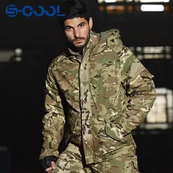 Hunting Jacket Men's Tactical CP Camouflage Tactical Jacket Waterproof Windbreaker Winter Warm  Hooded Coat Clothing Hiking