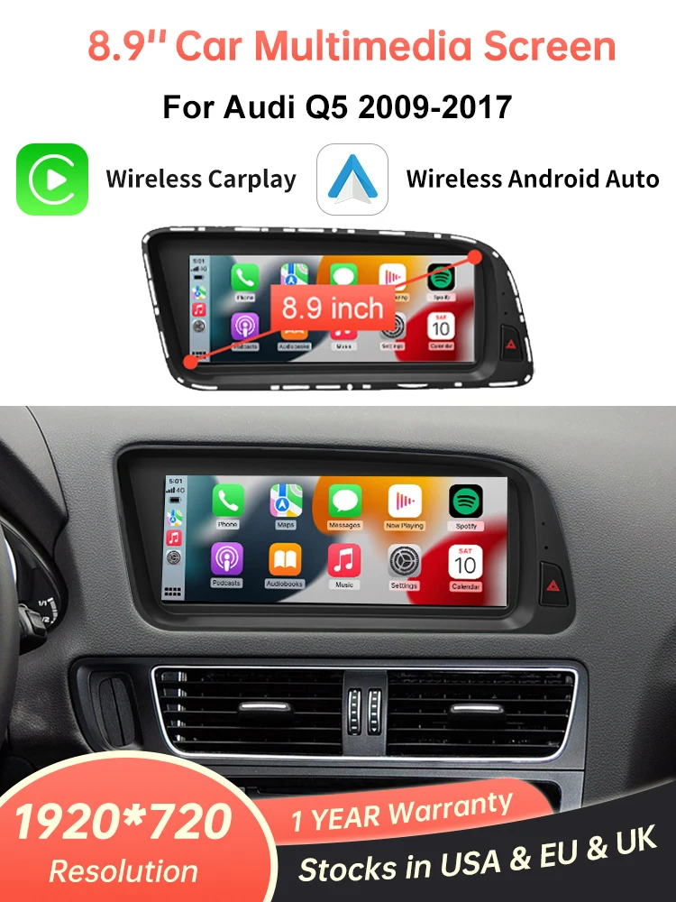 1920*720 RoadTop Linux Touchscreen Multimedia Display Für Audi Q5 2009-2017 Mit Wireless CarPlay Android Auto airplay Autolink