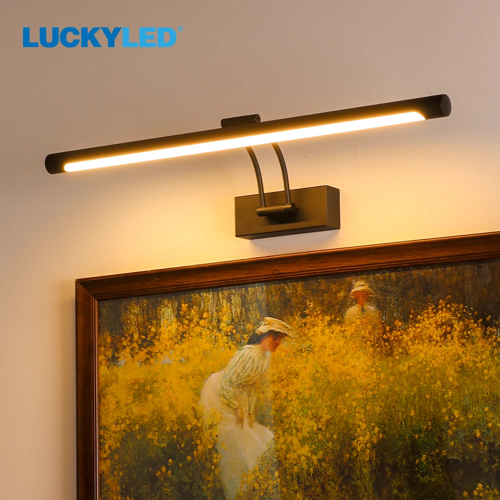 

LUCKYLED Modern Mirror Light Bathroom Wall Lamp Loft 8W 12W 90-260V Wall Mounted Waterproof Sconce Vanity Light Black Shell