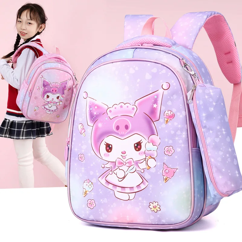 Kuromi-Sac à Dos observateur avec Plusieurs Compartiments pour Étudiante, Cartable de Grande Capacité, Trousse à Crayons