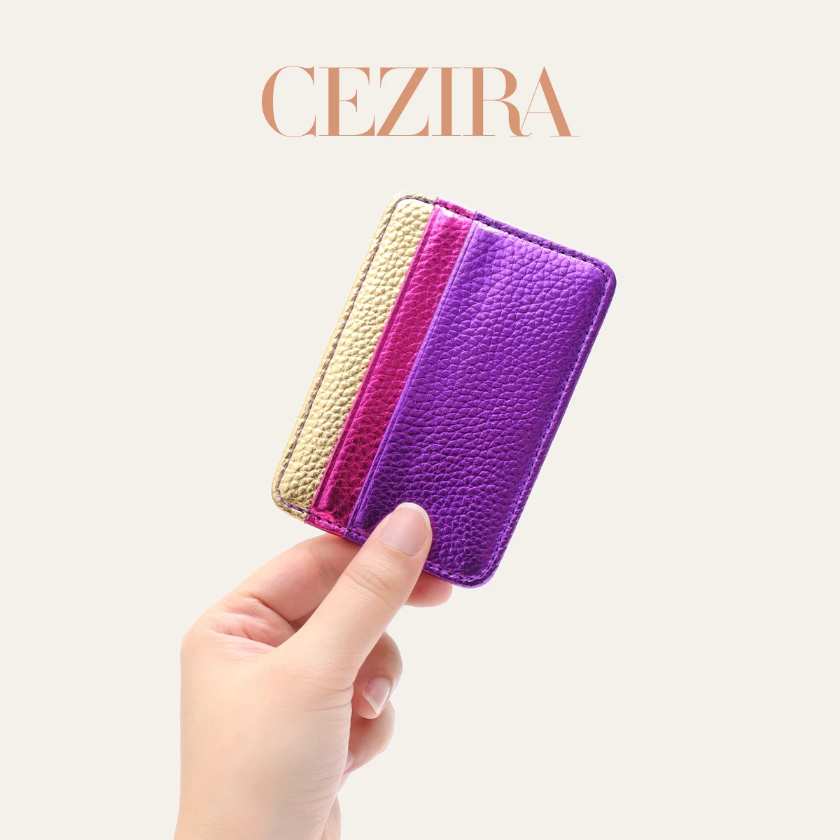 RFID Thin Portable Short Wallet Luxury Snakeskin Print Metallic PU Vegan Leather Contrast‑tone Multi‑slots Card Holder Purse