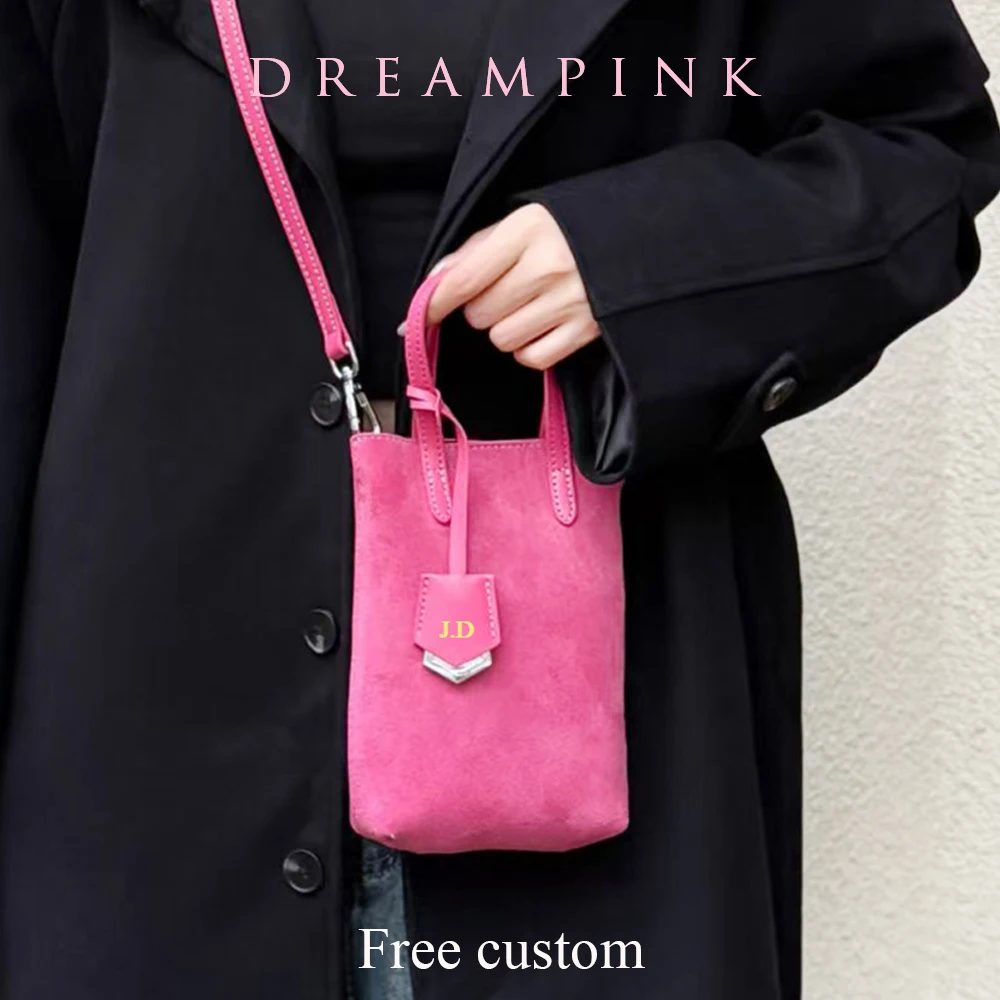 

Luxury Small Suede Women Phone Bag Custom Letters Female Crossbody Shoulder Bag Personalize Letters Top Handle Mobile Tote Purse