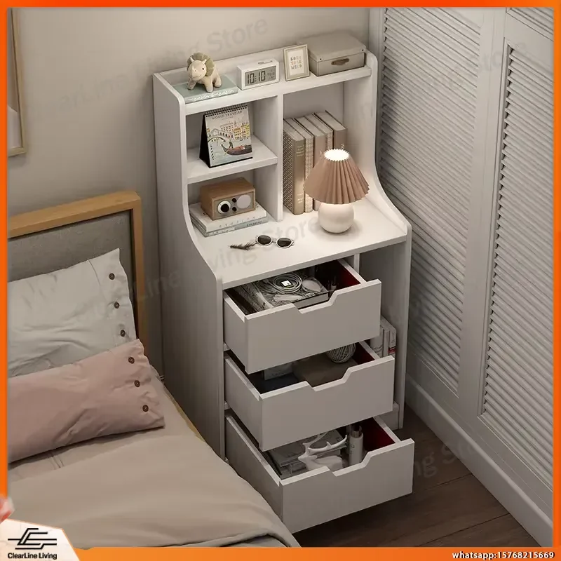 

Modern Minimalist Bedside Table Small Bedroom Nightstand with Storage Drawer Floor Standing Cabinet for Home Office Living