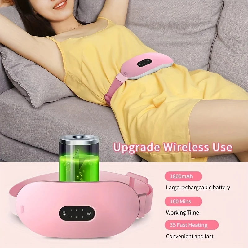 6 Heating Massage Modes Portable Wireless Heating Pad Warm Abdominal Waist Heater Massager