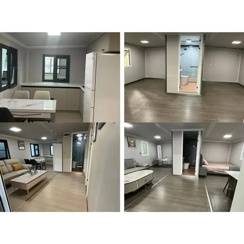 Contenitore espandibile personalizzato da 20 piedi Casa 2 Camera da letto Cucina Bagno Prefabbricato Pieghevole Piccolo pannello sandwich fatto in casa Hotel in acciaio