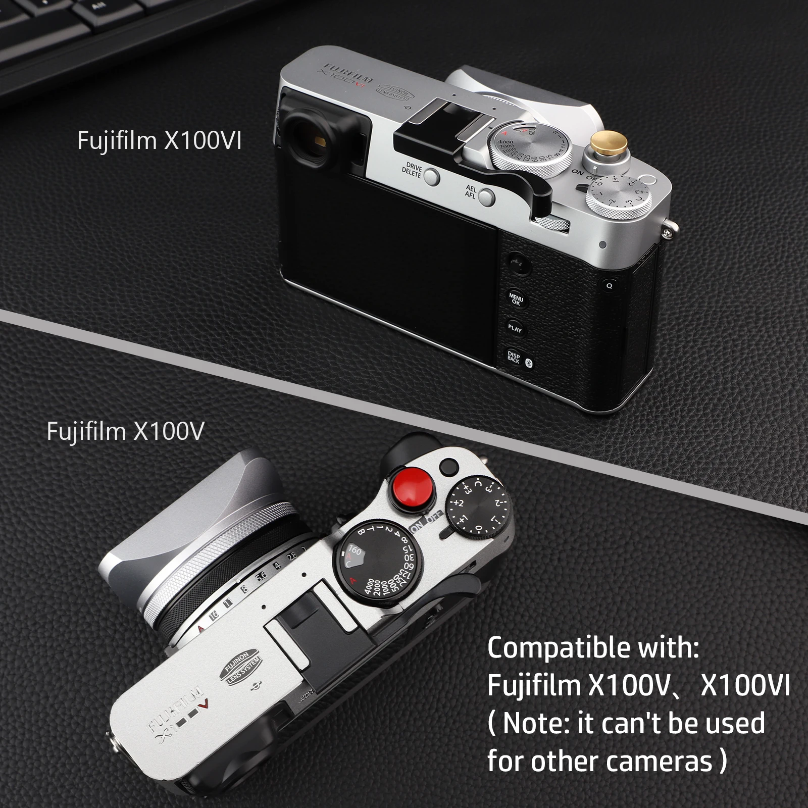 Haoge THB-X2B Kim Loại Giày Nóng Ngón Tay Cái Lên Phần Còn Lại Cầm Tay Cho Máy Ảnh Fujifilm Fuji X100V Camera Đen