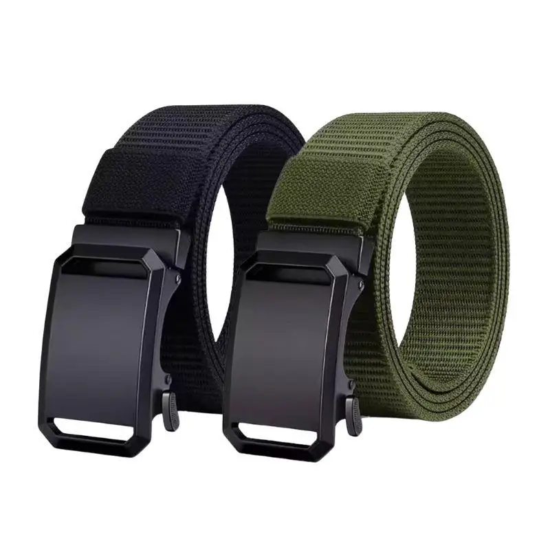 

Мужской парусиновый тактический ремень с автоматической пряжкой, прочный повседневный ремень для брюк для охоты и приключений на открытом воздухе, регулируемый поясной ремень