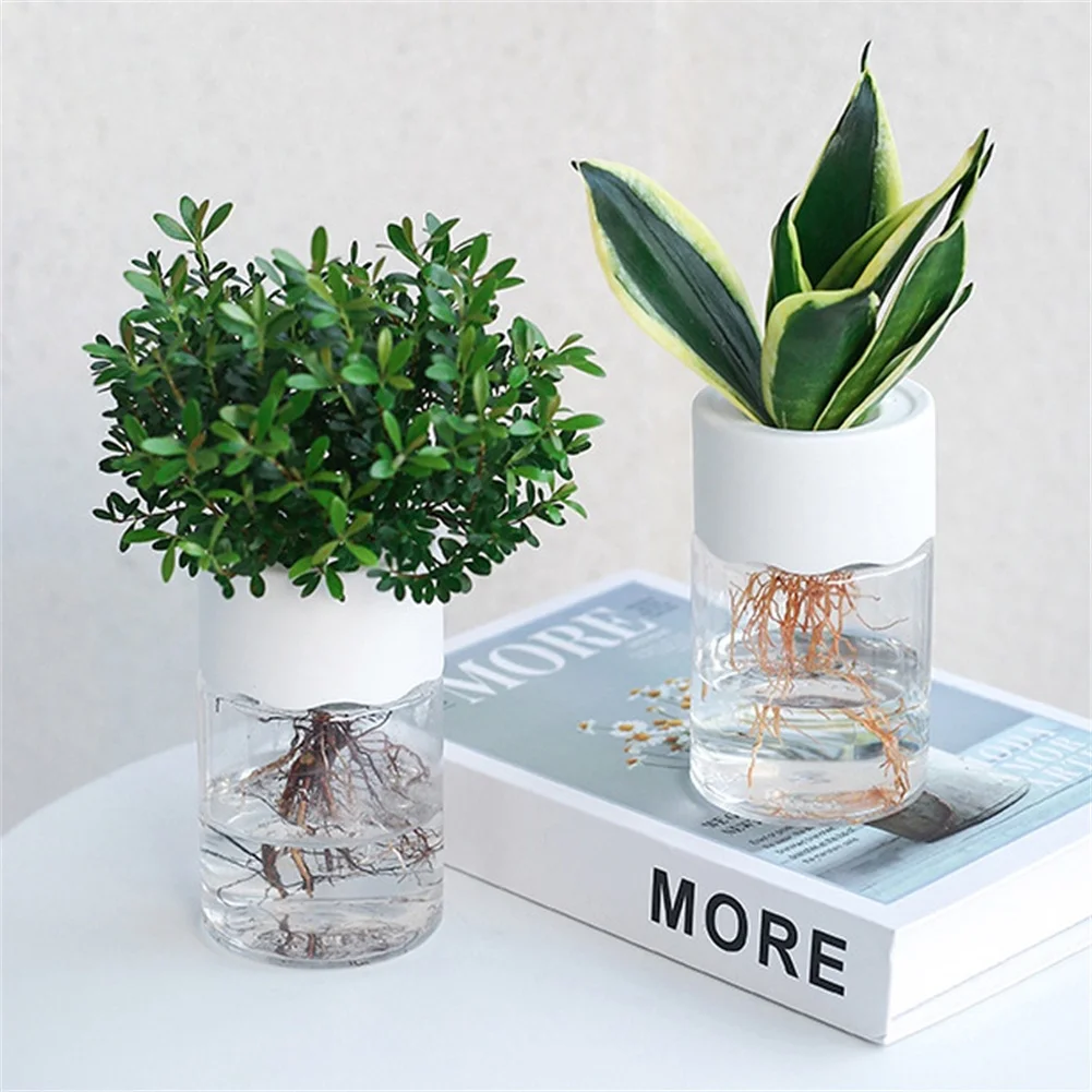 Small Hydroponic Flower Pots Home Vase Decor Transparent Imitation Glass Soilless Plants Pot Green Plant Pot For Garden Decor