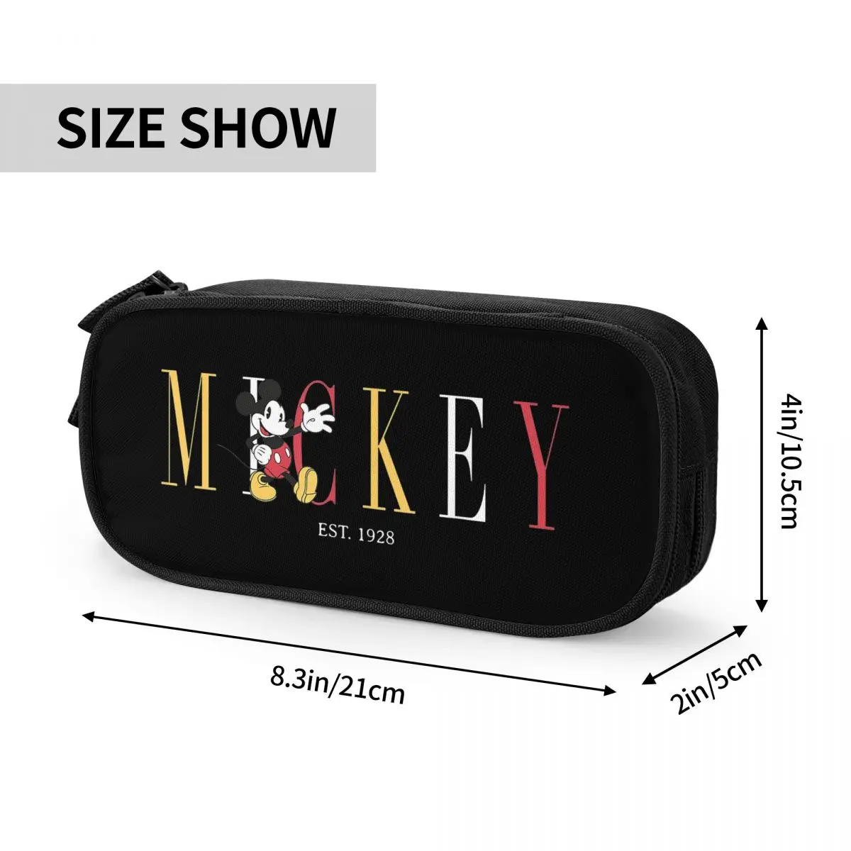 Mickey And Friends Pencil Cases Creative Mickey Mouse Est 1928 Pen Holder Bag Girls Boys Students School Cosmetic Pencil Box
