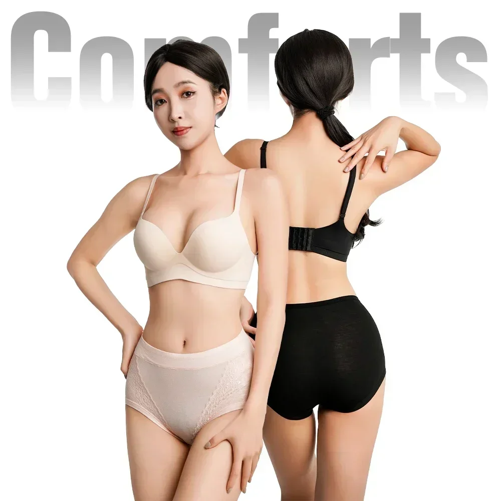 Calcinha de renda modal de cintura alta para mulheres, cuecas plus size, cuecas femininas, cueca de meia idade para mãe, grande, 2024, 3 unidades