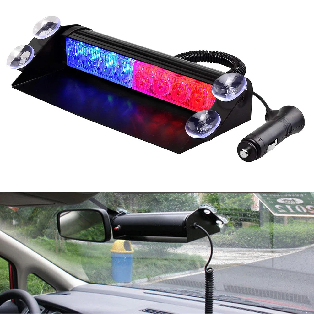 

C5 12V 8 LED Car Truck Emergency Light For Home Flasher Sun visor LED Strobe Warning Light Police Flash Lights 3 Flashing Modes