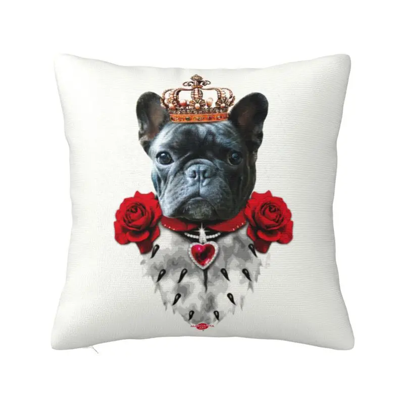 

French Bulldog Bully King Cushion Cover 40x40cm Funny Animal Puppy Velvet Nordic Throw Pillow Case Home Decoration