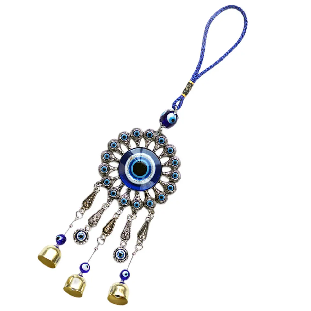 Evil Eye Hanging Ornament Metal Car Mirror Pendant Vintage Decor for Rearview Mirror Room Wall Home Car Accessories Women