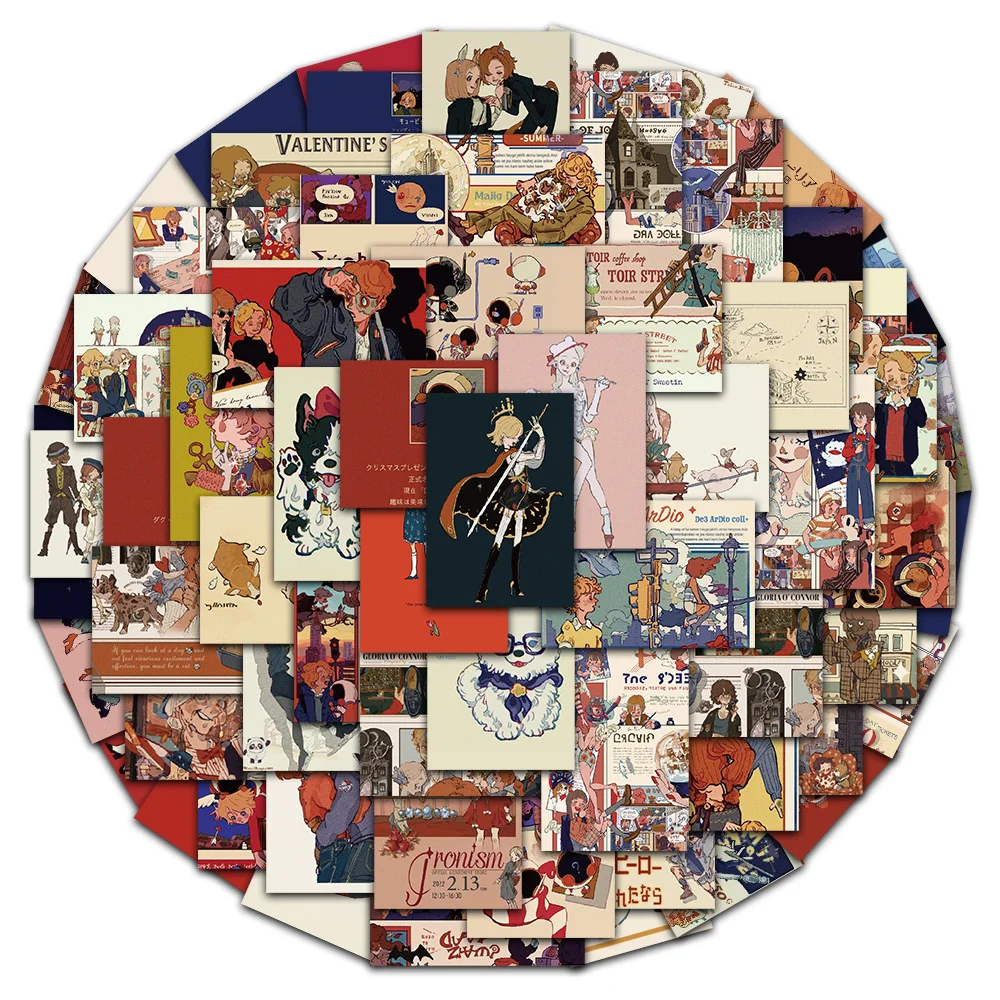 64/128 Uds. Pegatinas creativas Retro americanas para revistas, cuaderno, caja de almacenamiento de tazas para monopatín, pegatinas decorativas para guitarra