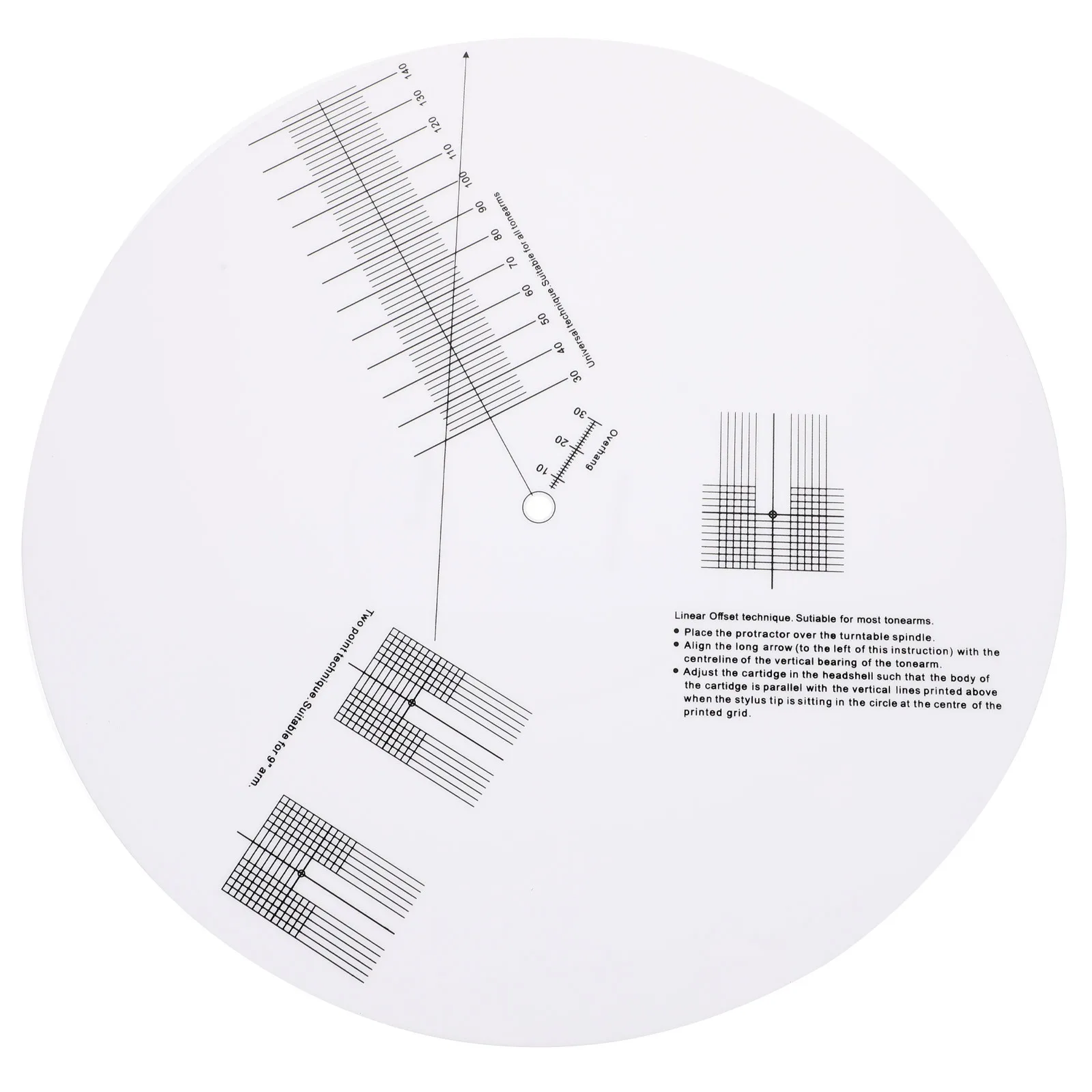 1 قطعة الاكريليك مشغل تسجيلات من الفينيل معايرة القرص الأبيض المضادة للانزلاق مقياس حاكم ل القلم التزلج قوة اختبار Tonearm محاذاة #4