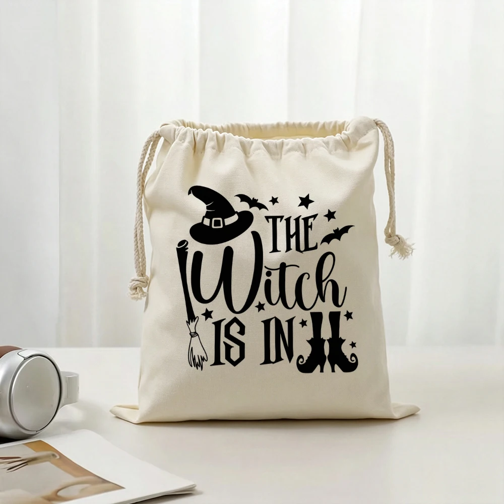 Personalized Witches Is in Drawstring Bags Custom Name Funny Halloween Spooky Brooms Storage Gifts Travel Pouches for Women Girl