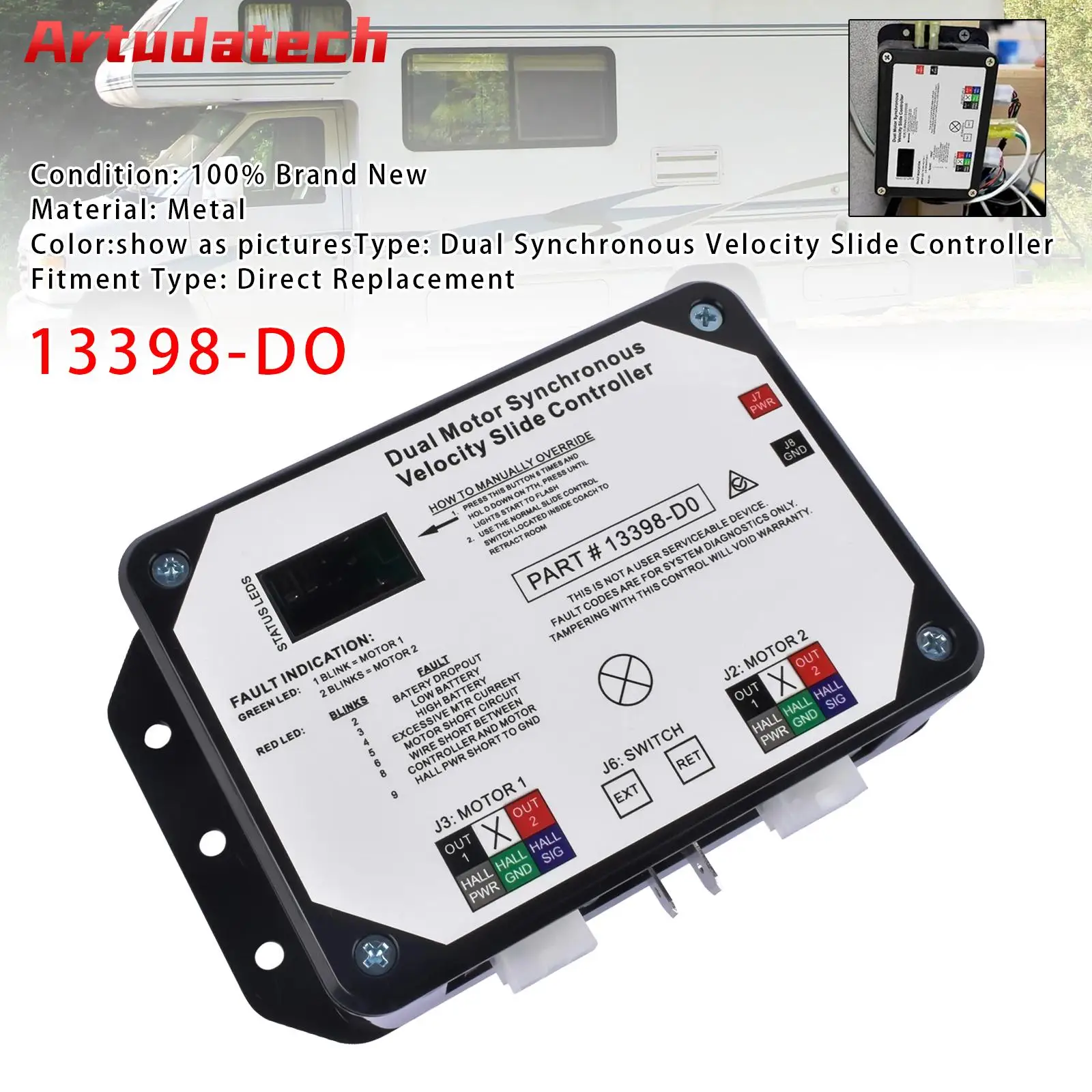 

Artudatech 13398-D0 Dual Motor Synchronous Velocity Slide Controller For Lippert V-Sync II Car Accessories
