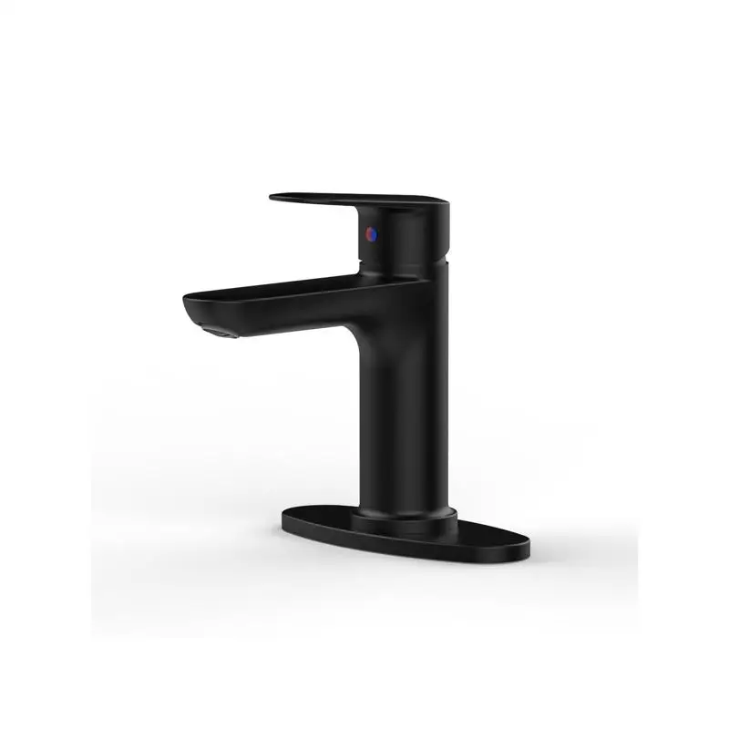 

Matte Black Bathroom Faucet, Single Handle Deck Mount for 1 or 3 Hole Installation, Includes Two 9/16" Hoses, Ideal for Laundry