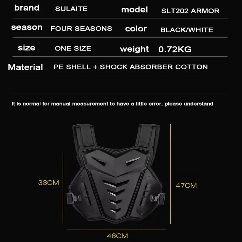 Protective Motorcycle Armor Vest Dorsal MTB Riding Chest Body Armor Back Protector Armor Motocross Jacket Off-Road Racing Vest