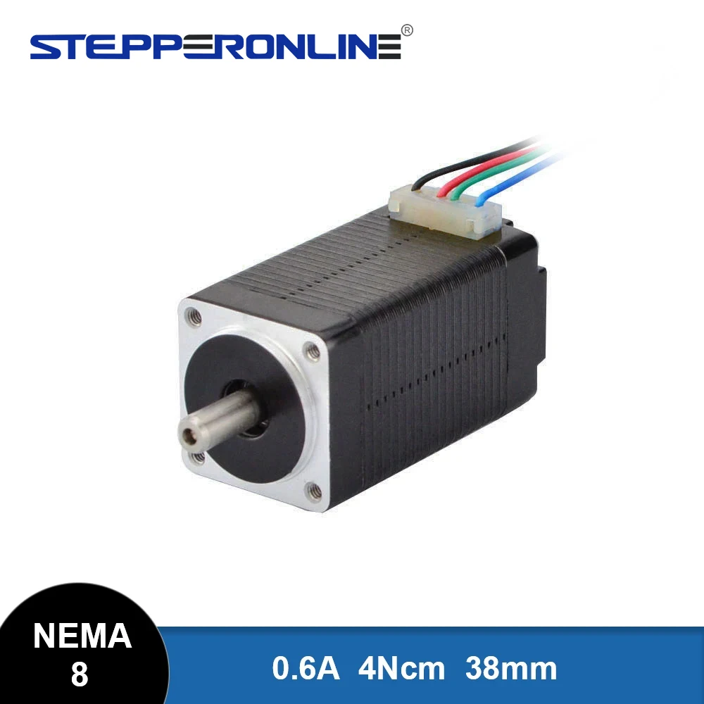 

STEPPERONLINE Mini Nema 8 Шаговый двигатель 38 мм 1,8 градуса Биполярный 0,6 А 4 Нсм/5,7 унций 4-проводной шаговый двигатель Nema8 для 3D-принтера с ЧПУ DIY