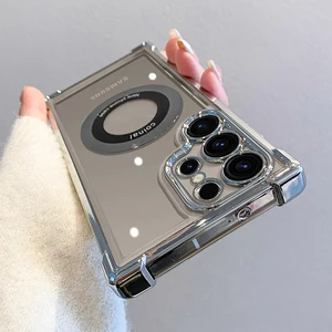 Casing Pengisi Daya Nirkabel Magnetik Berlapis Mewah untuk Samsung S25 S24 Ultra S23 FE S22 Plus S21 Note 20 Penutup Pelindung Lensa Bening 12 penjualan terbaik samsung z flip4 - №