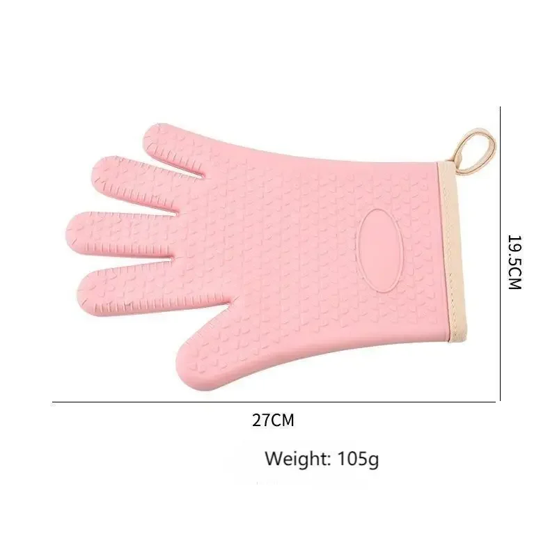 1/2pc Kitchen microwave silicone insulated oven hot gloves plus cotton high temperature waterproof household baking gloves