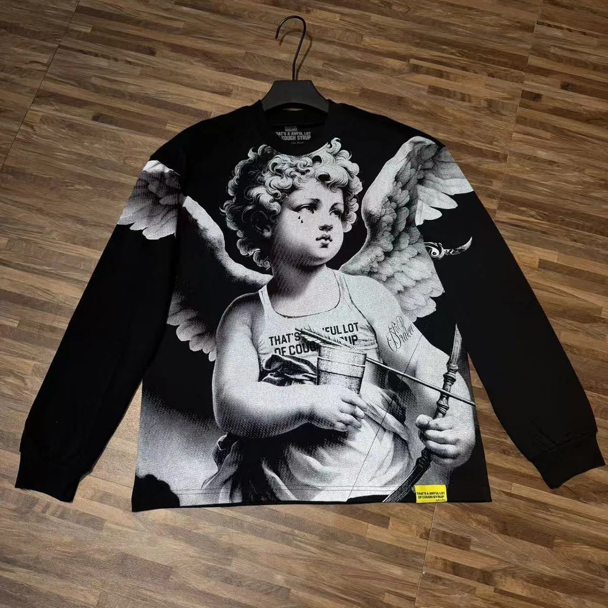 Streetwear Character Big Letter Long Sleeve Tshirts for Men and Women Crew Neck Ropa Hombre Baggy Cotton Top Tees Oversized