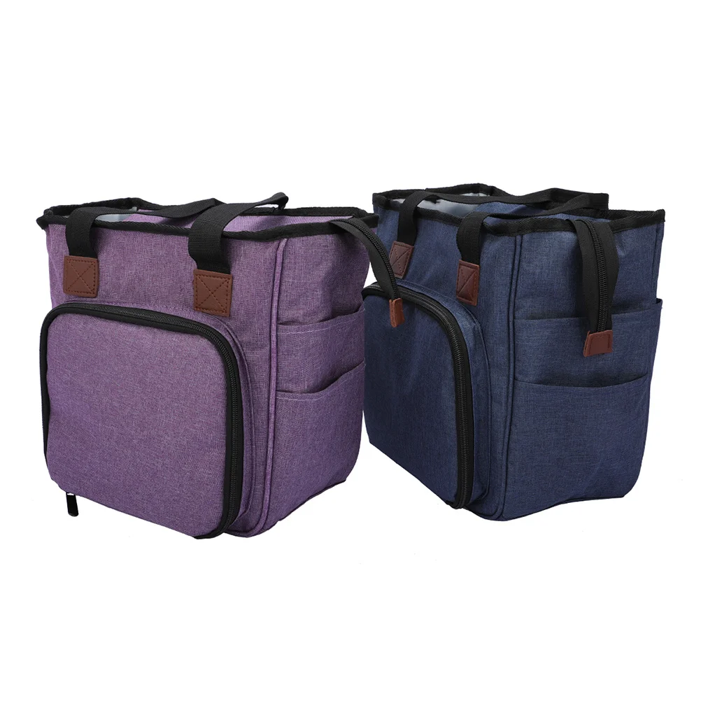 

Purple Woolen Yarn Organizer Bag Large Capacity Multi Section Shoulder Tote for Crafting Knitting Crochet Tools Storage