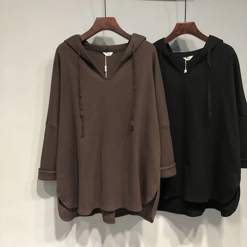 

Spring New Sle plus Size Loose Slimming Long Sve V-Ne Base Layer Top Women's T-irt Comfortable Korean Version