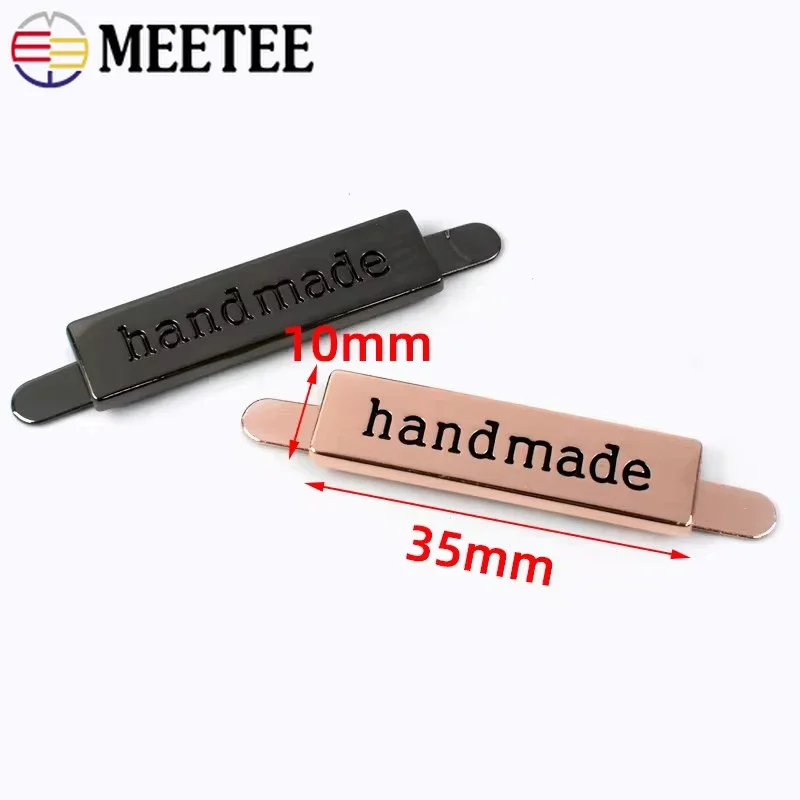 5/10/20Pcs Meetee 36*10mm Metal Bag Labels Handmade Tag Custom Label for Clothes Purse Handcraft Tags Decorative DIY Accessories