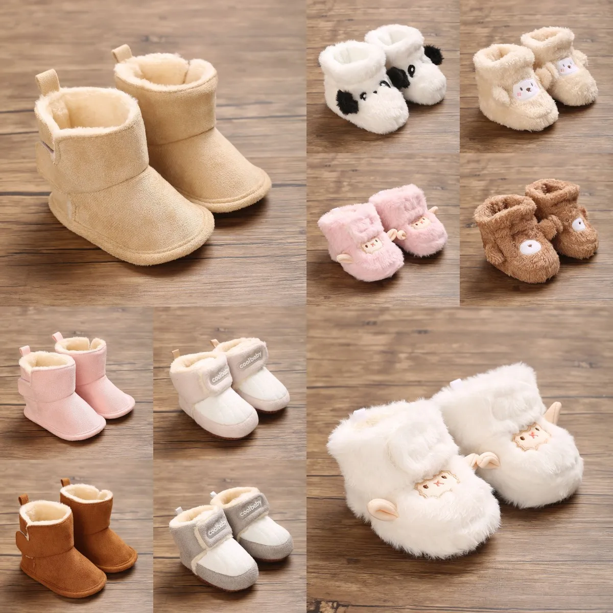 Plush Winter Baby Shoes Boy Girl Cotton Soft Sole Snow Booties Thick Winter Warm Newborn Toddler Boots Shoes Frist Walking Shoes