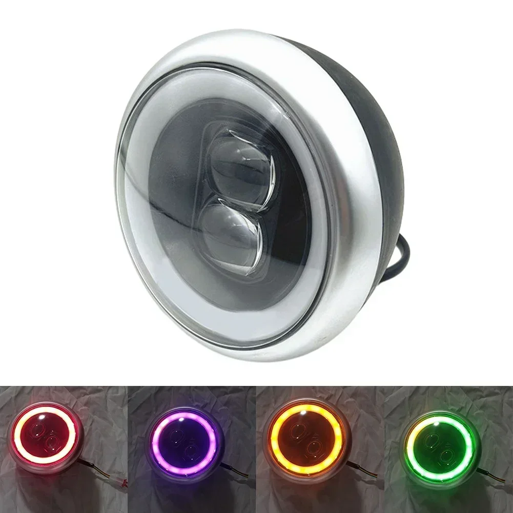 Electric Bike LED Headlight  Colorful Front Lamp For EBike  Motorcycle And Scooter  7 Color Changing Breathing Light