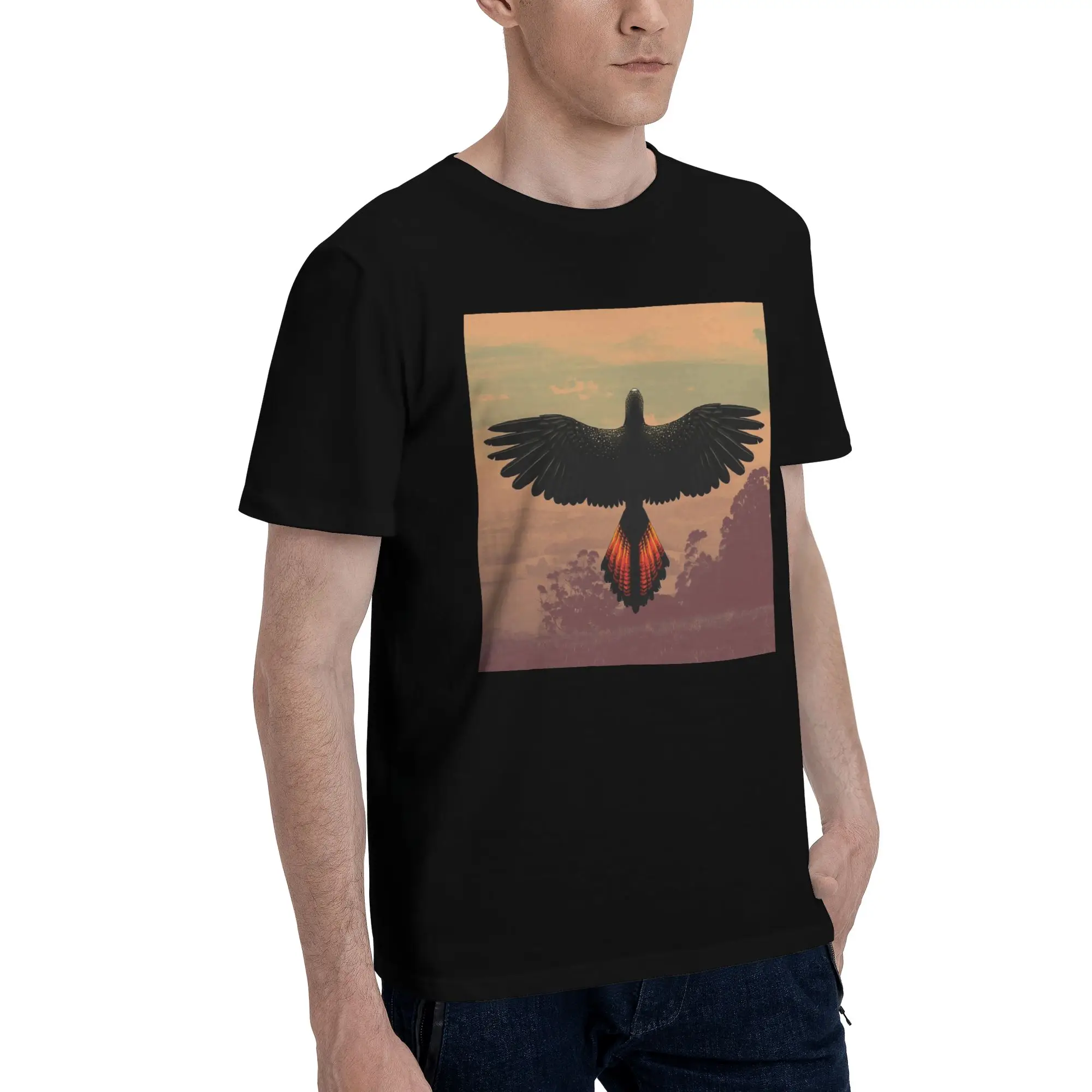 

Мужская футболка Red-Tailed Black Cockatoo - австралийская птица, большие футболки, мужские хлопковые футболки с круглым вырезом, короткие летние мужские футболки