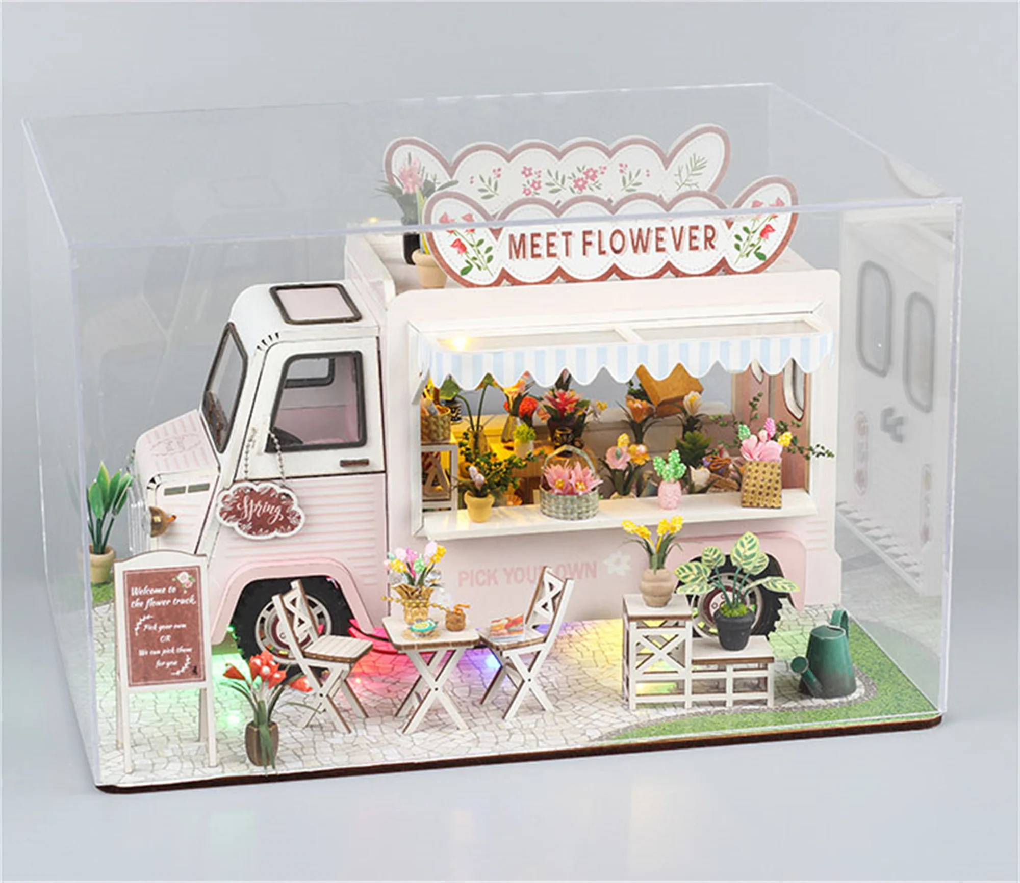 

Flower Car,Diorama puzzles, playhouses, diy huts, handmade diy, assembled miniatures