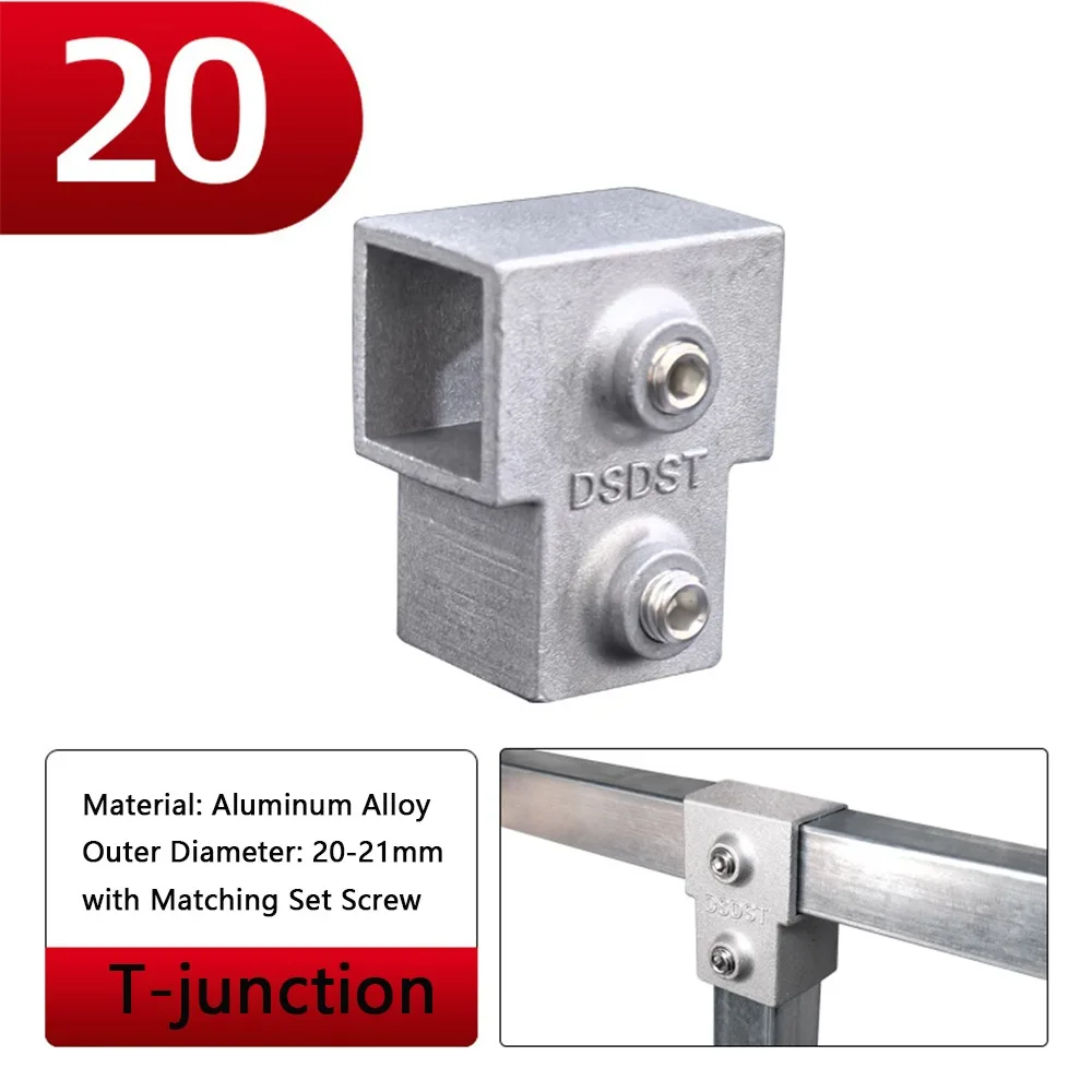 Tube carré 20x20mm, tube carré en alliage d'aluminium 30x30mm, joint de fixation de tube carré à tro
