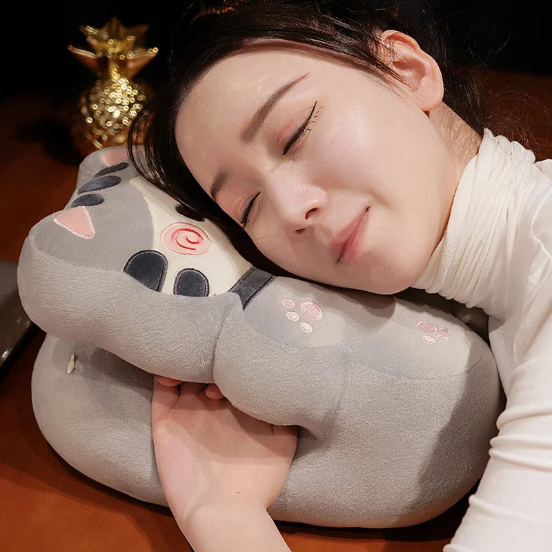 Plush Kawaii Dog Pig Sleeping Pillow Cartoon Cat Bear Cushion for Office Chair Waist Backrest Cushion Sofa Home Decor Girl Gifts