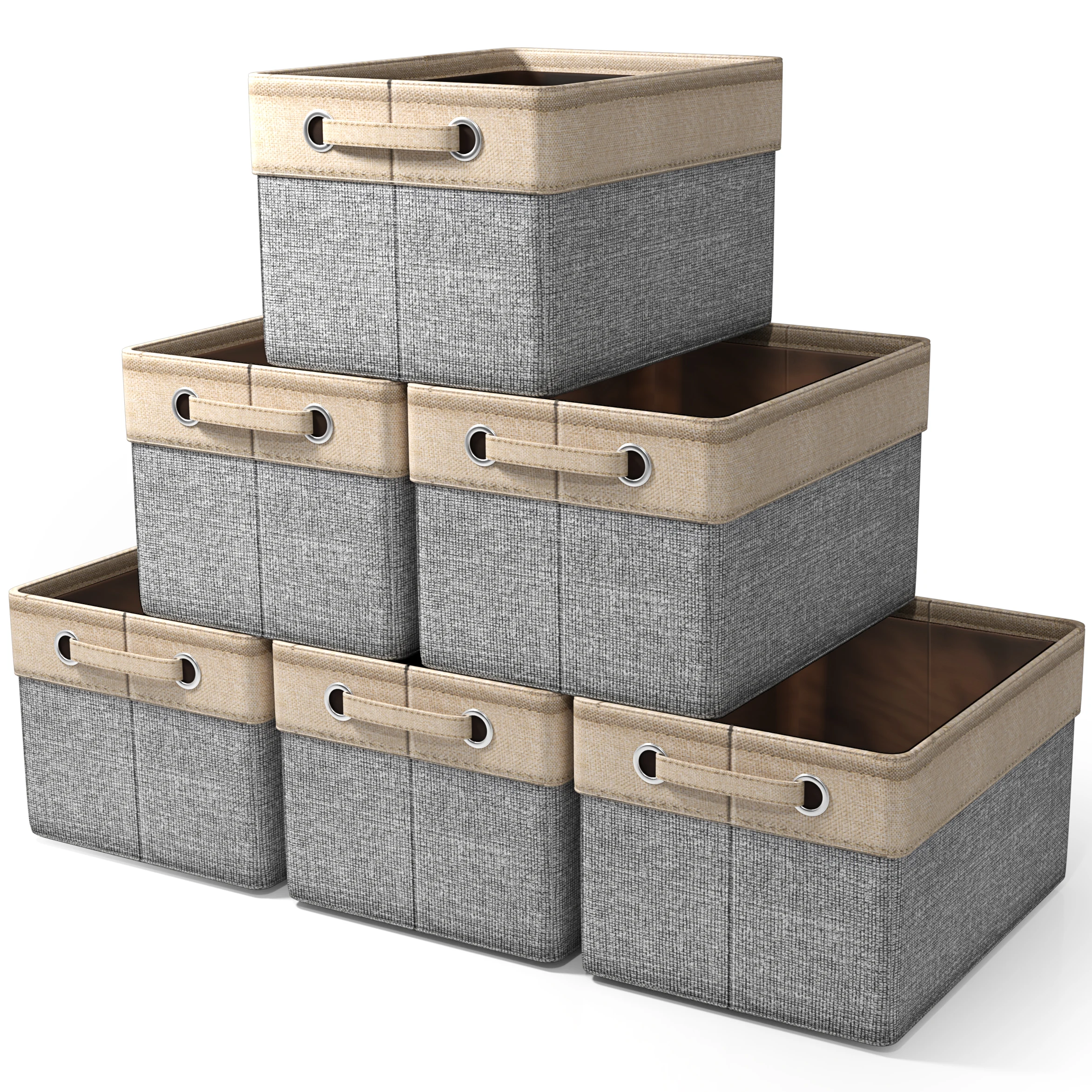 

15' Foldable Two-Tone Storage Bins with Handles - Gray, 6-Pack