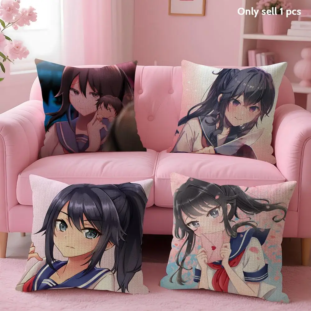 Video Game Y-Yandere Simulator Cushion Cover Decorative Linen Throw Pillow Case Soft For Bed Sofa Car Home Decor